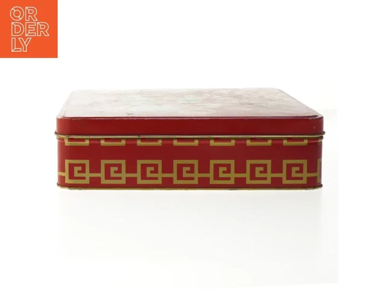 Billede 2 - Rød blikæske med orientalsk motiv (str. 23,5x22 cm)