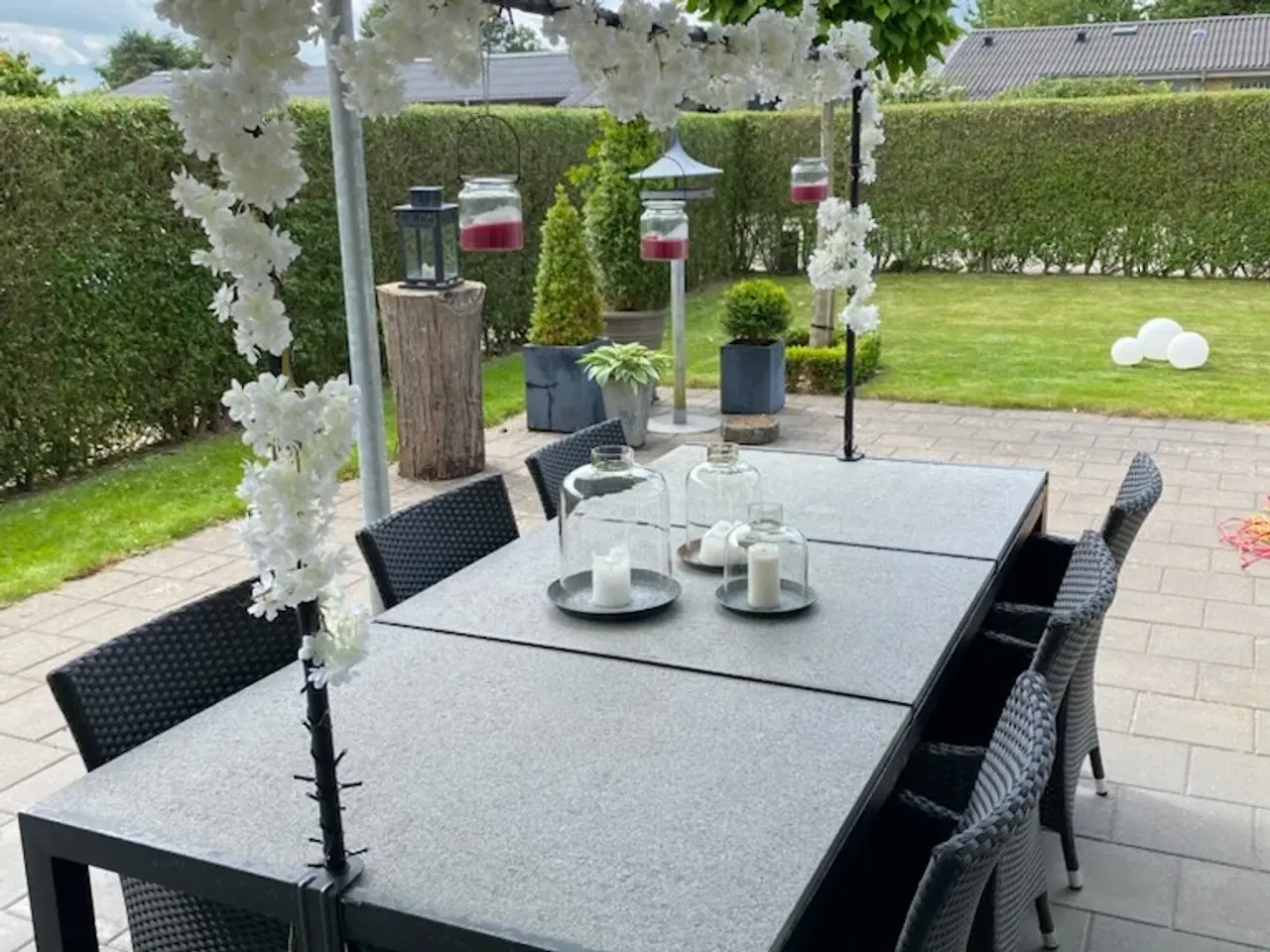 Billede 1 - Havebord med granitplader og 6 stole