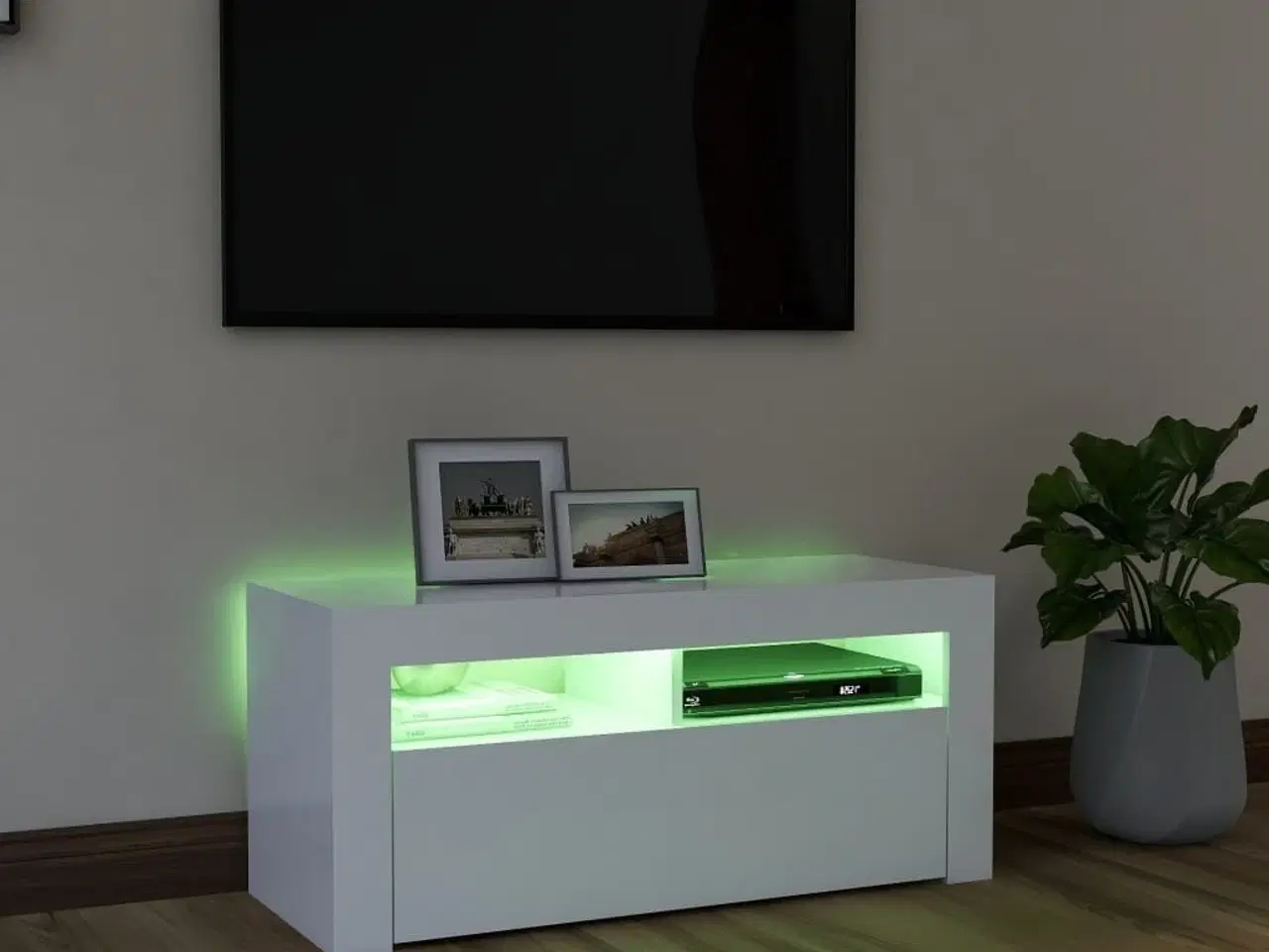 Billede 4 - Tv-skab med LED-lys 90x35x40 cm hvid