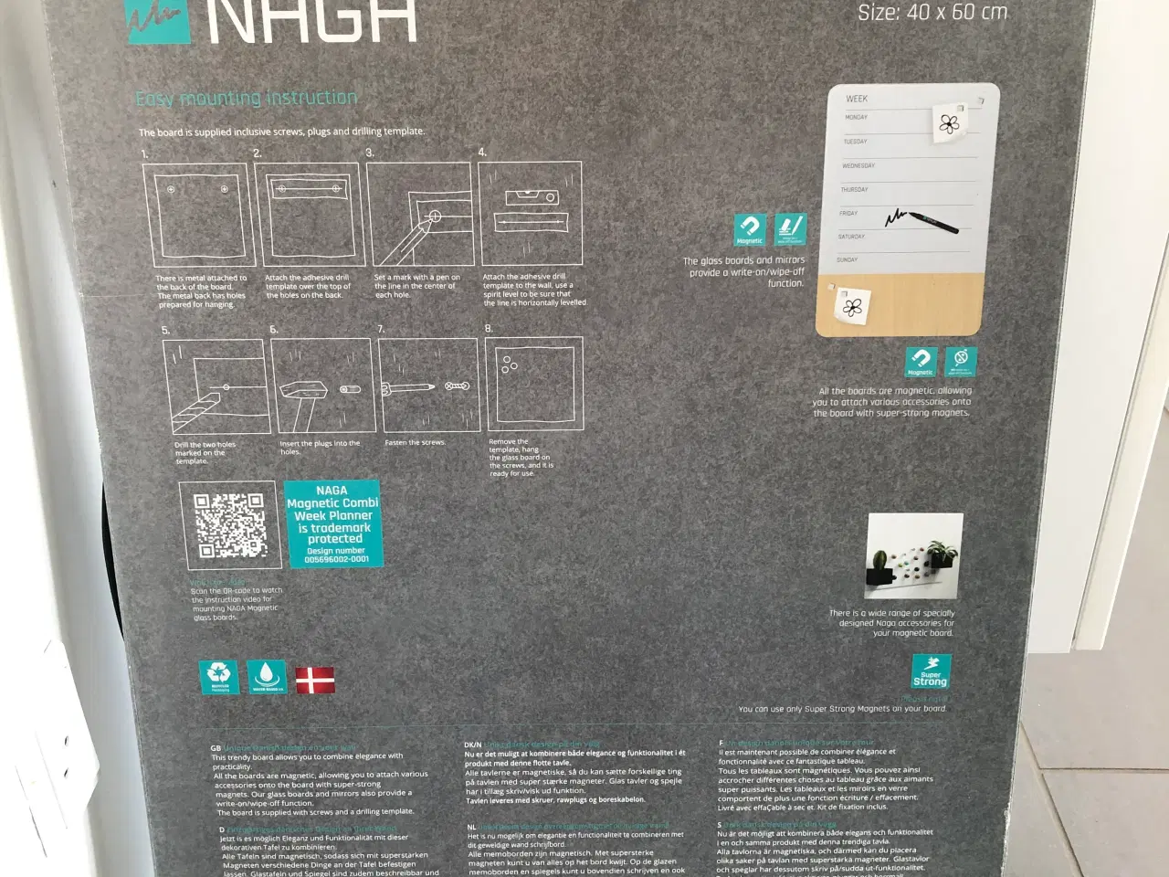 Billede 2 - NAGA glas opslagstavle - ny og ubrugt