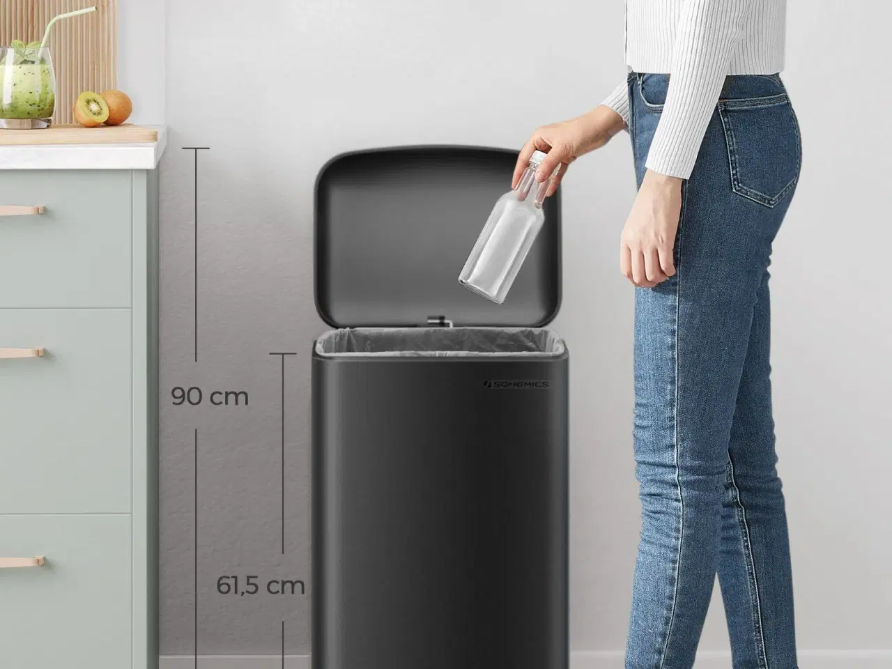 Billede 7 - Pedalspand 30 l – stål med inderspand og soft close, sort