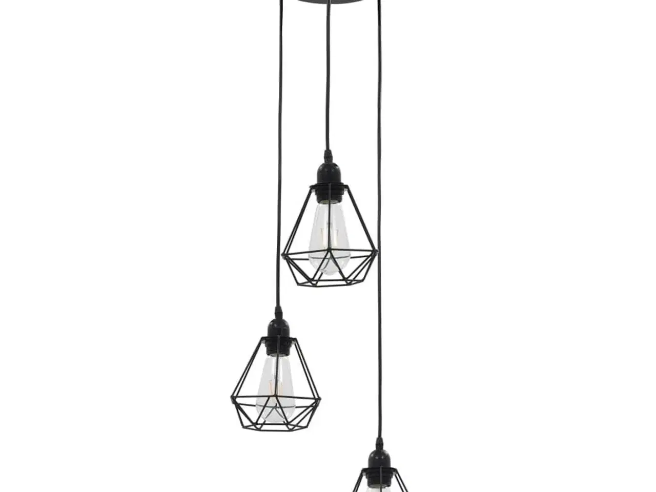 Billede 3 - Loftlampe med diamantdesign 3 x E27-pærer sort