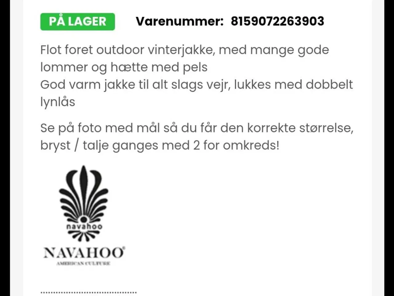 Billede 2 - Ny vinterjakke str S