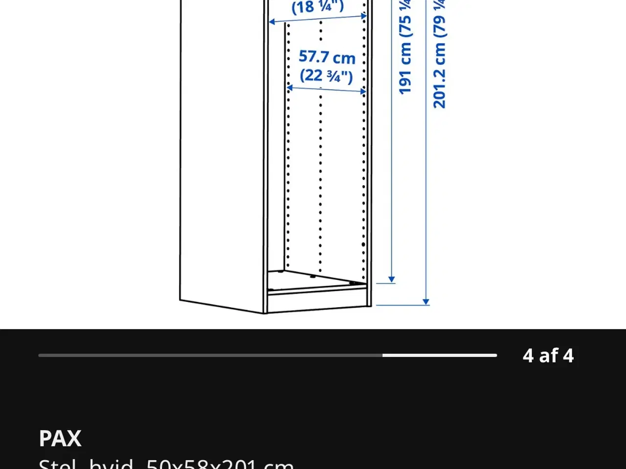 Billede 3 - IKEA PAX skab m. hylder, skuffe, udtræksbøjler
