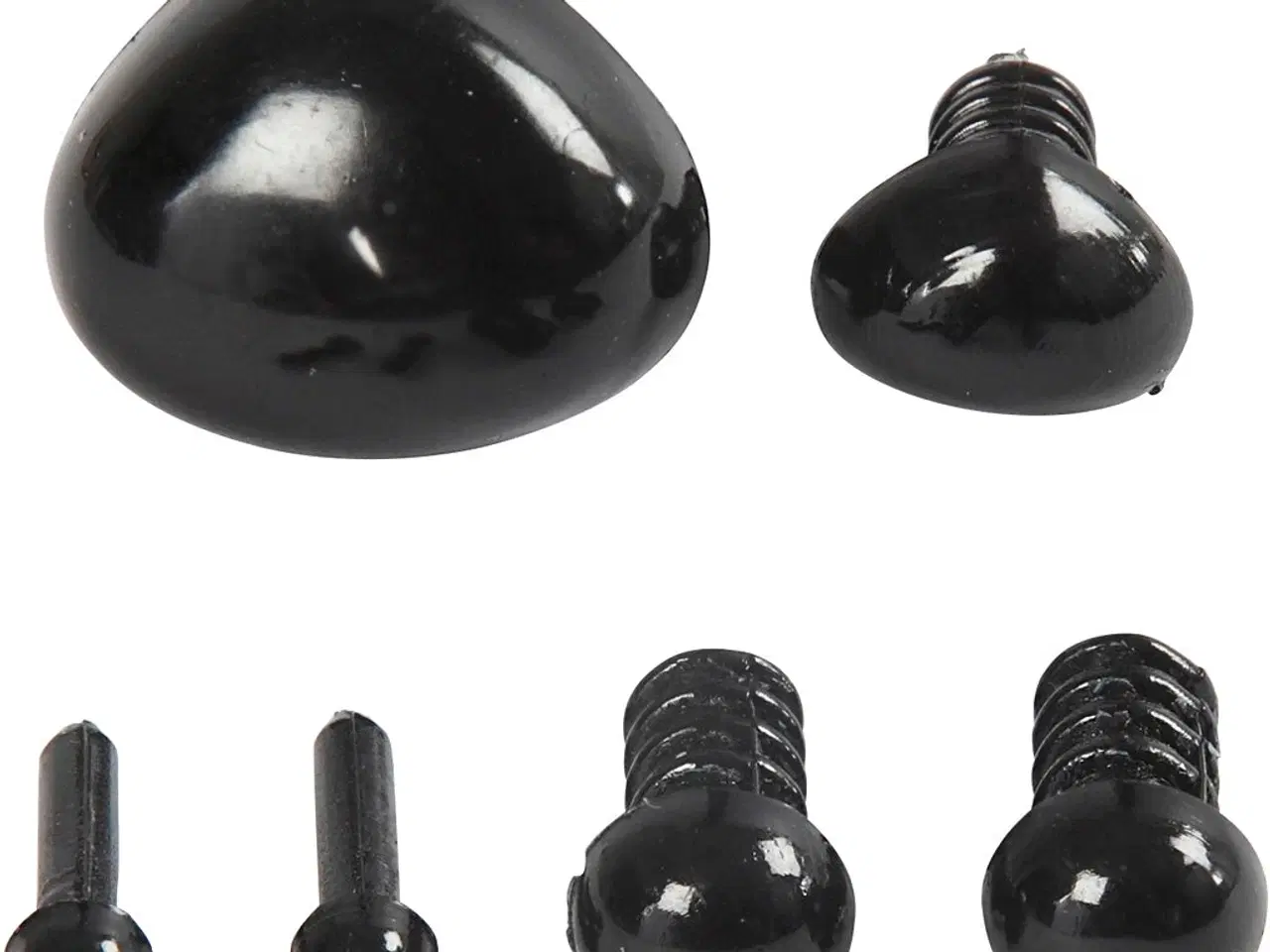 Billede 1 - Øjne og snuder til modellering, diam. 3+6 mm, str. 8x6+14x11 mm, sort, 20sæt/ 1 pk.