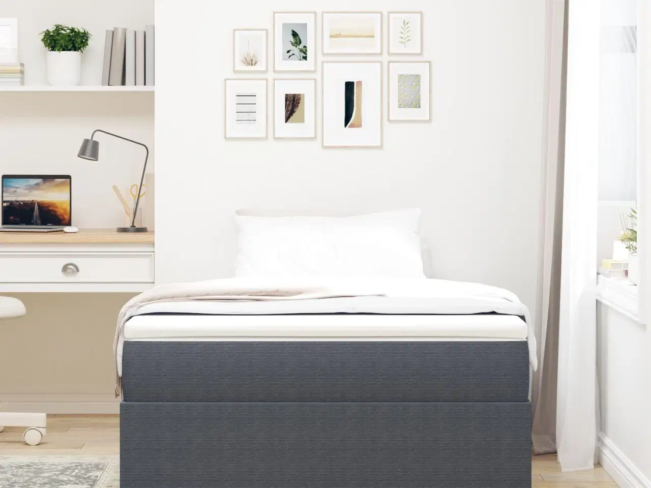 Billede 5 - Kontinentalseng Mørkegrå 120 x 200 cm Corduroy stof