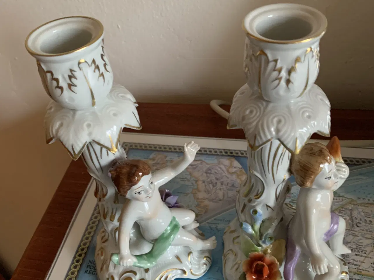 Billede 1 - Gamle porcelæns lysestager