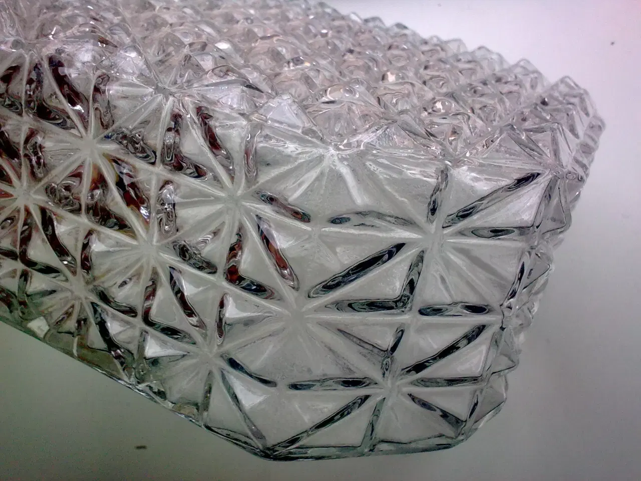 Billede 3 - Plafond firkant lampe klar reliefglas DANSK retro