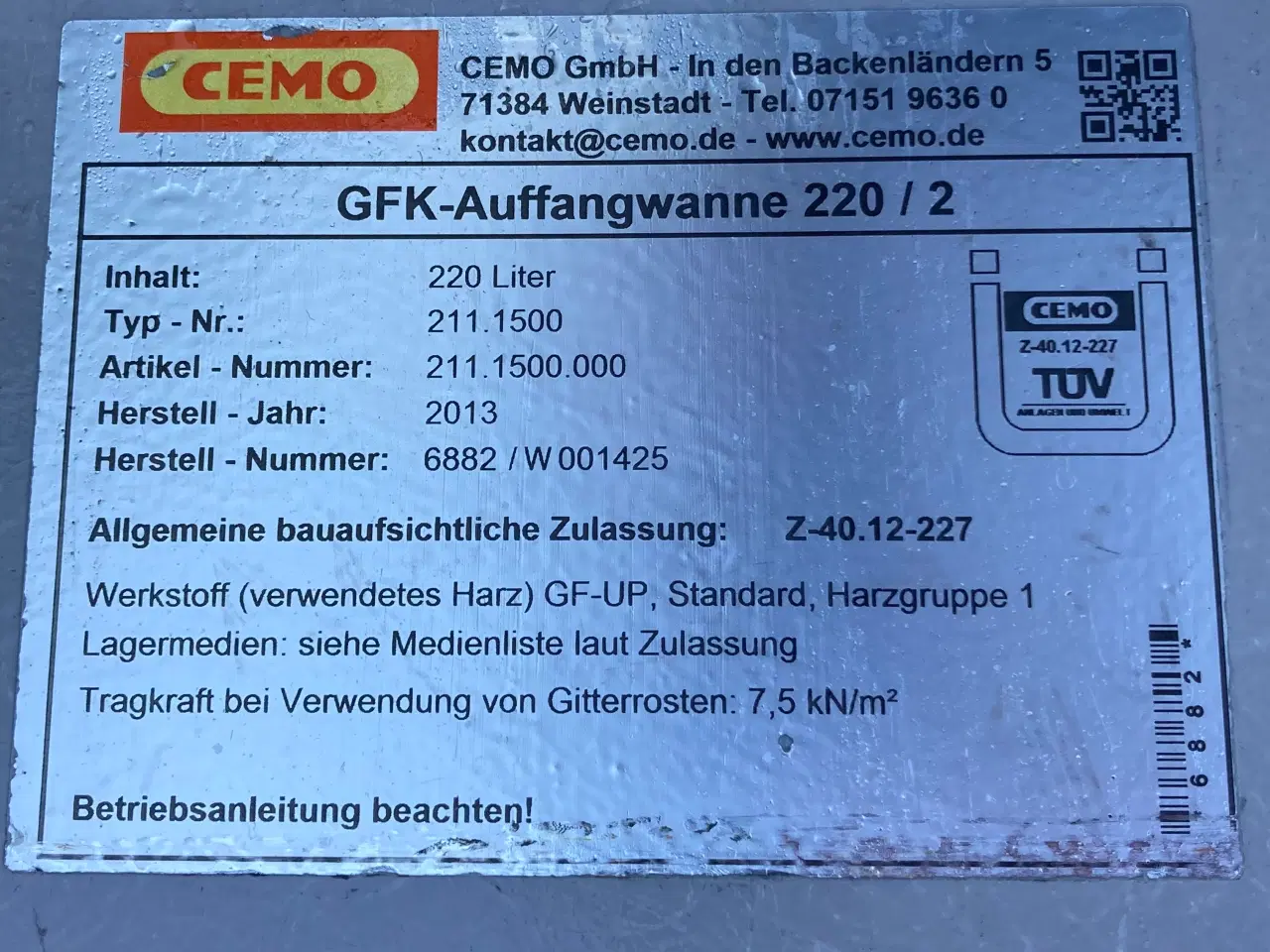 Billede 3 - Helt NYT.  Cermo:  GFK opsamlingskar med stålrist