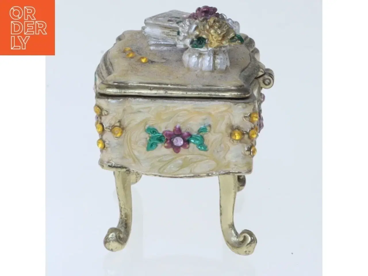 Billede 4 - Dekorativ smykkeskrin med blomstermotiv (str. 5 cm)