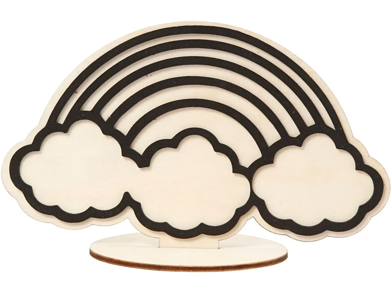 Billede 1 - Farverig regnbue dekorationsfigur i træ, 10,5 cm