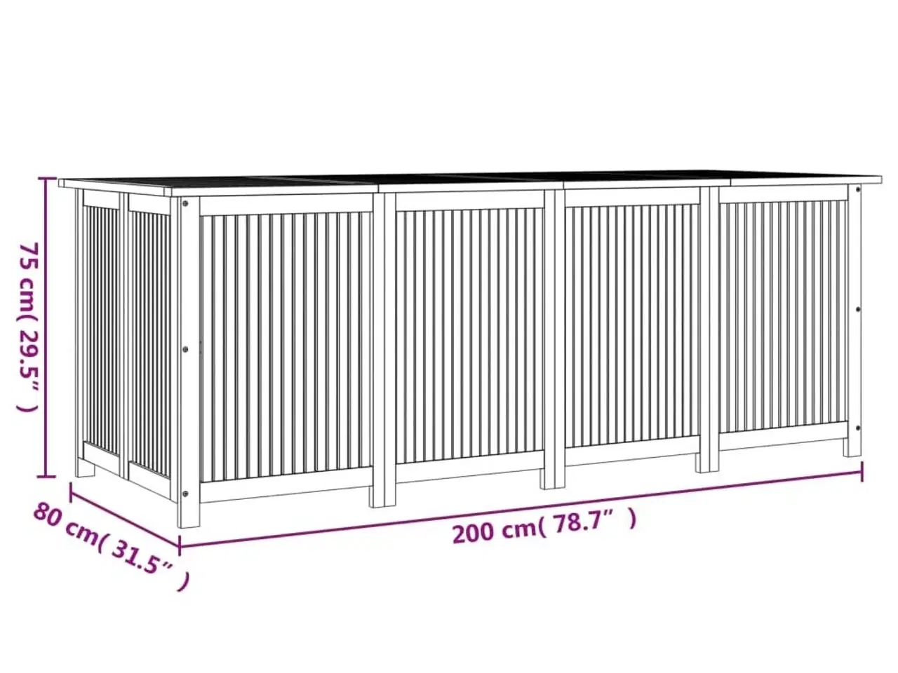 Billede 7 - Opbevaringsboks til haven 200x80x75 cm massivt træ