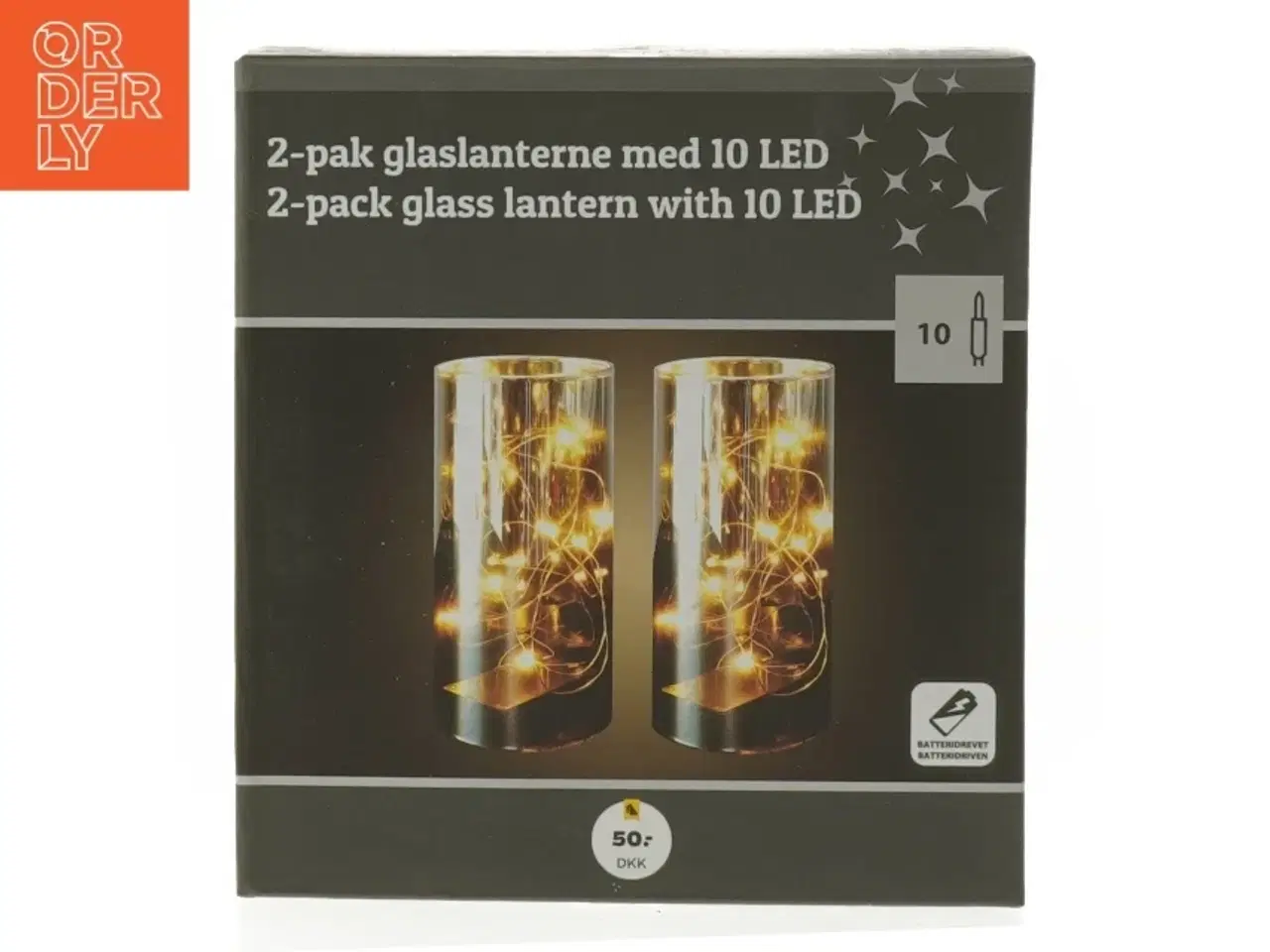 Billede 2 - 2-pak glaslanterne med 10 LED fra Netto (str. 15 cm. 2 styk)