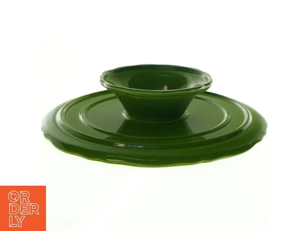 Billede 4 - Grøn keramik kagefad (str. Ø. 33 cm)