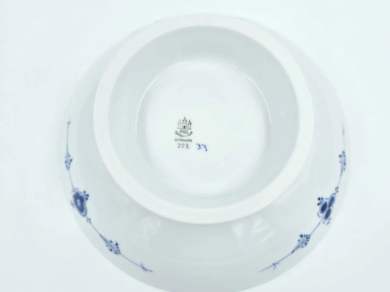 Billede 10 - Musselmalet Skål På Lav Fod Blåmalet Porcelæn 