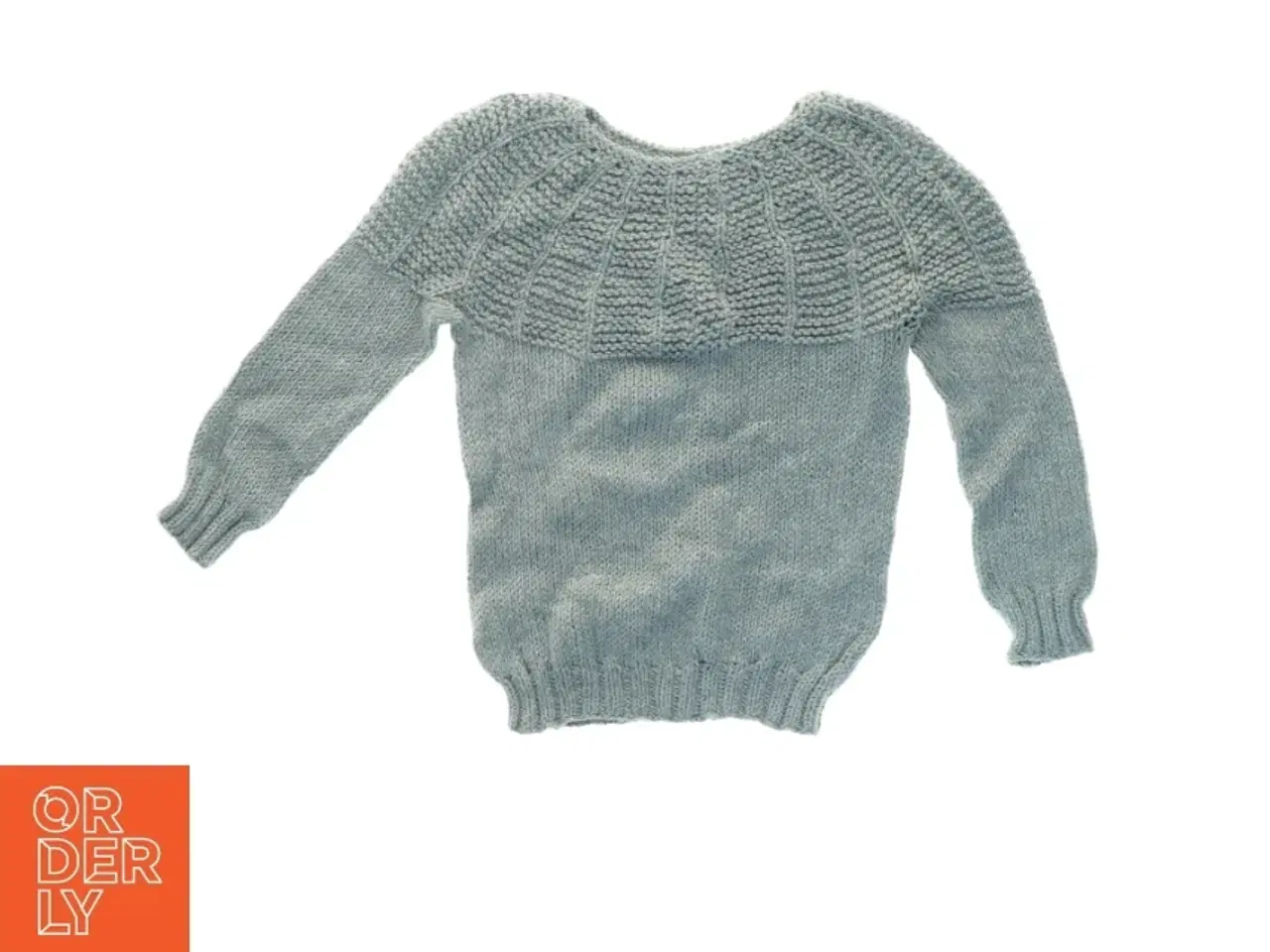 Billede 2 - Grå håndstrikket uld-sweater (str. 30 x 37 cm ærme 23 cm)