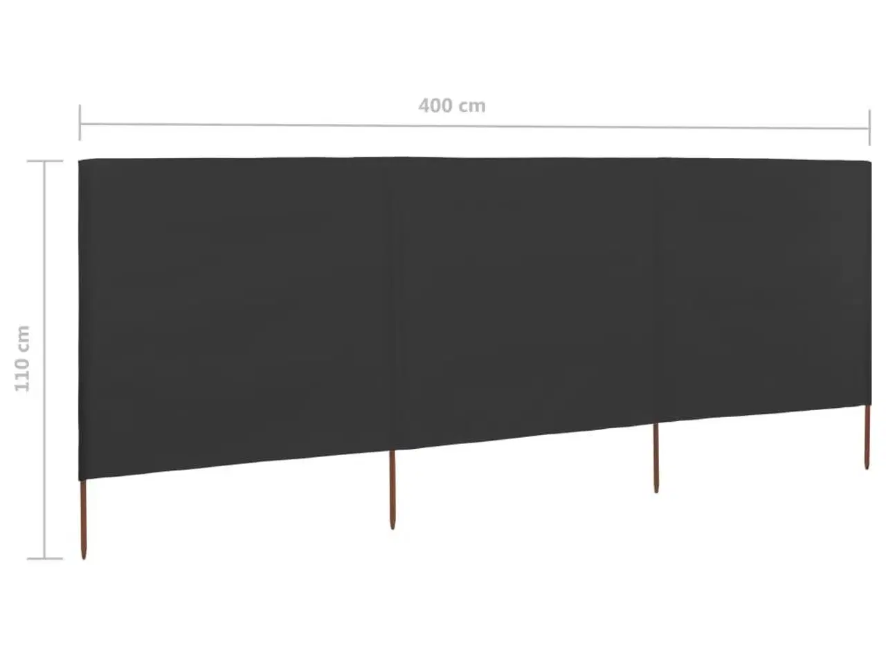Billede 6 - 3-panels læsejl 400x80 cm stof antracitgrå