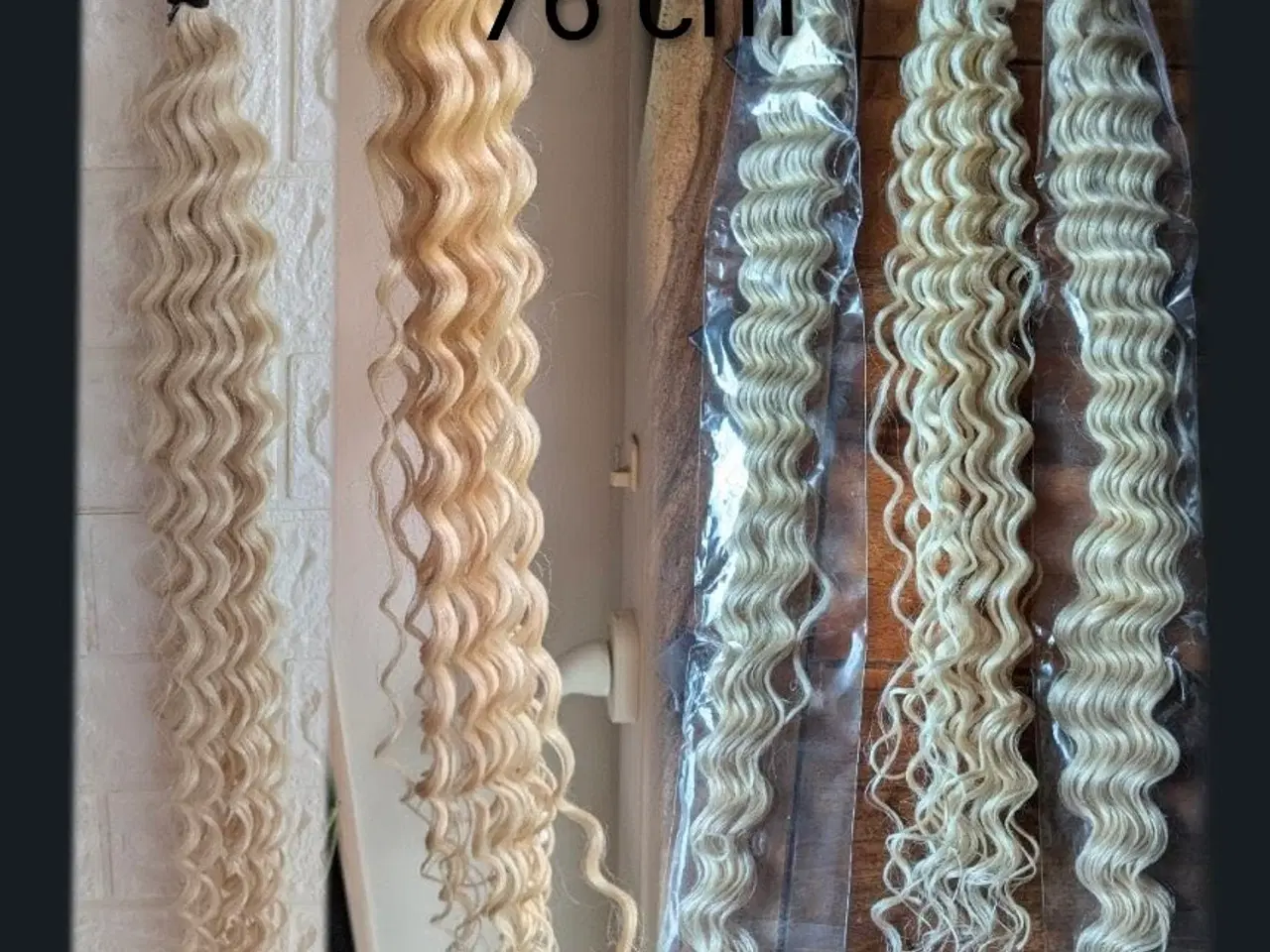 Billede 1 - 3 bundter blonde human hair deep wave 76 cm