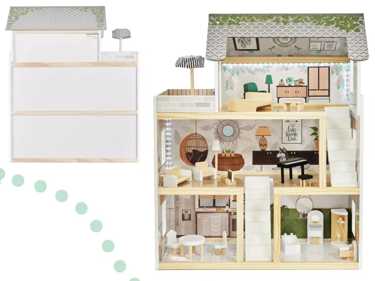 Billede 25 - Dukkehus i træ med LED – Lulilo Floro Boho