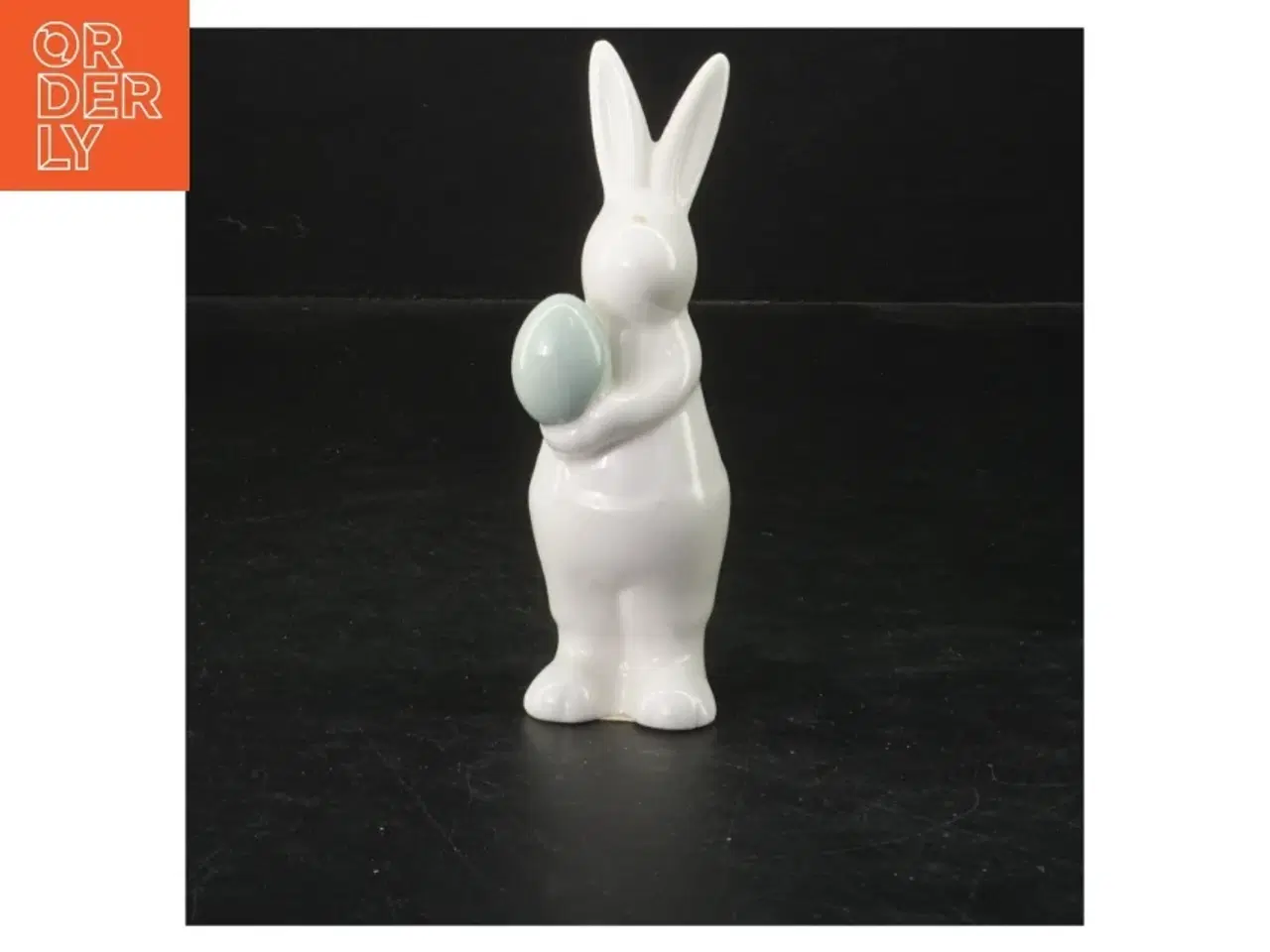 Billede 1 - Porcelænsfigur af kanin med æg (str. 14 cm)