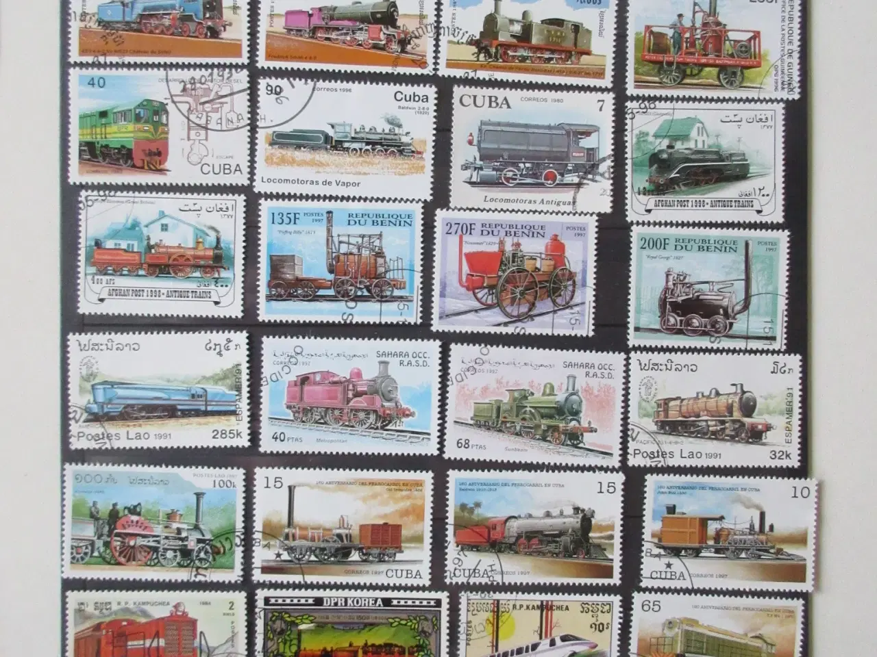 Billede 3 - Over 100 frimærker med tog 