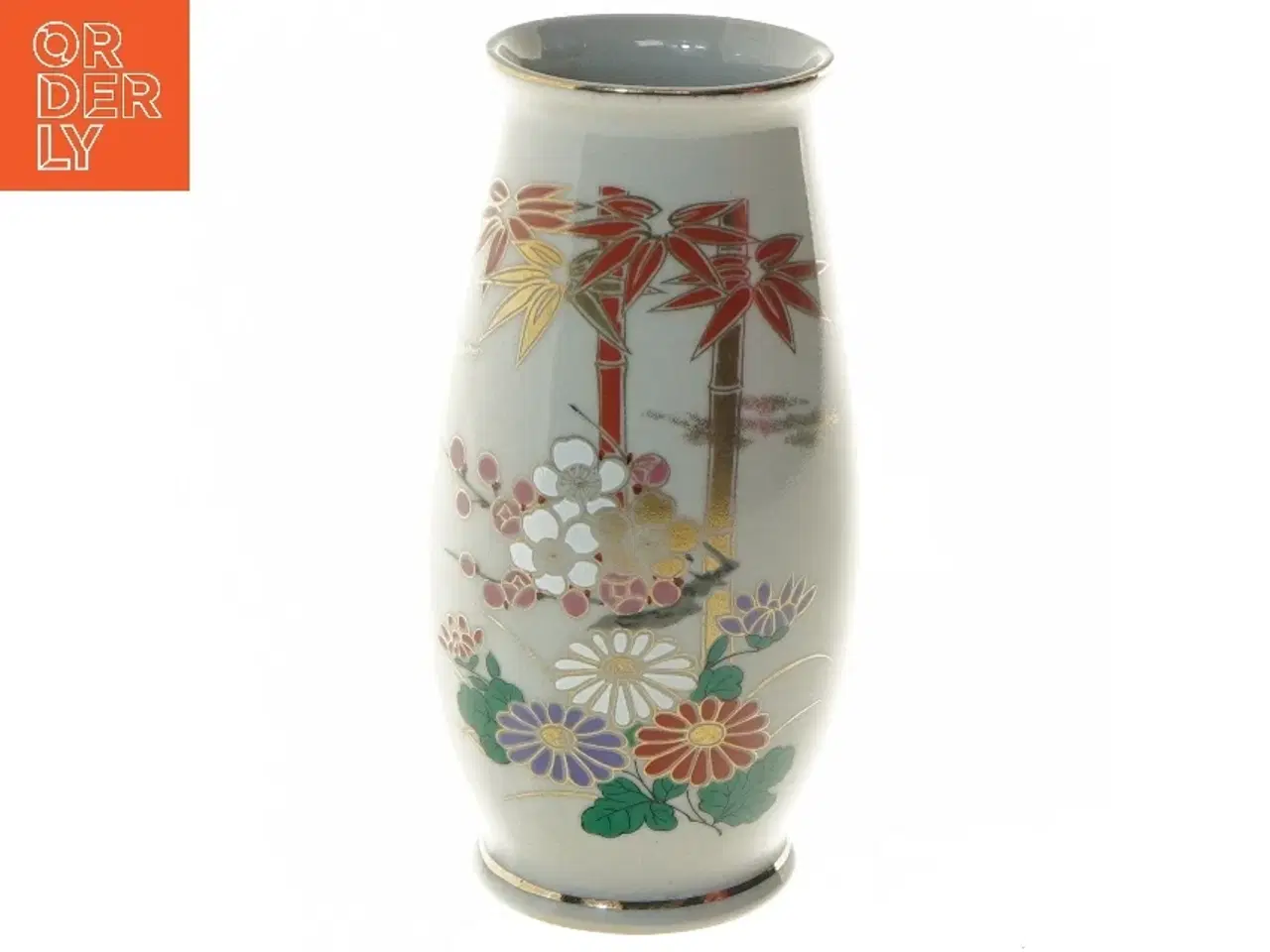 Billede 1 - Dekoreret vase med blomstermotiv (str. 19 cm)