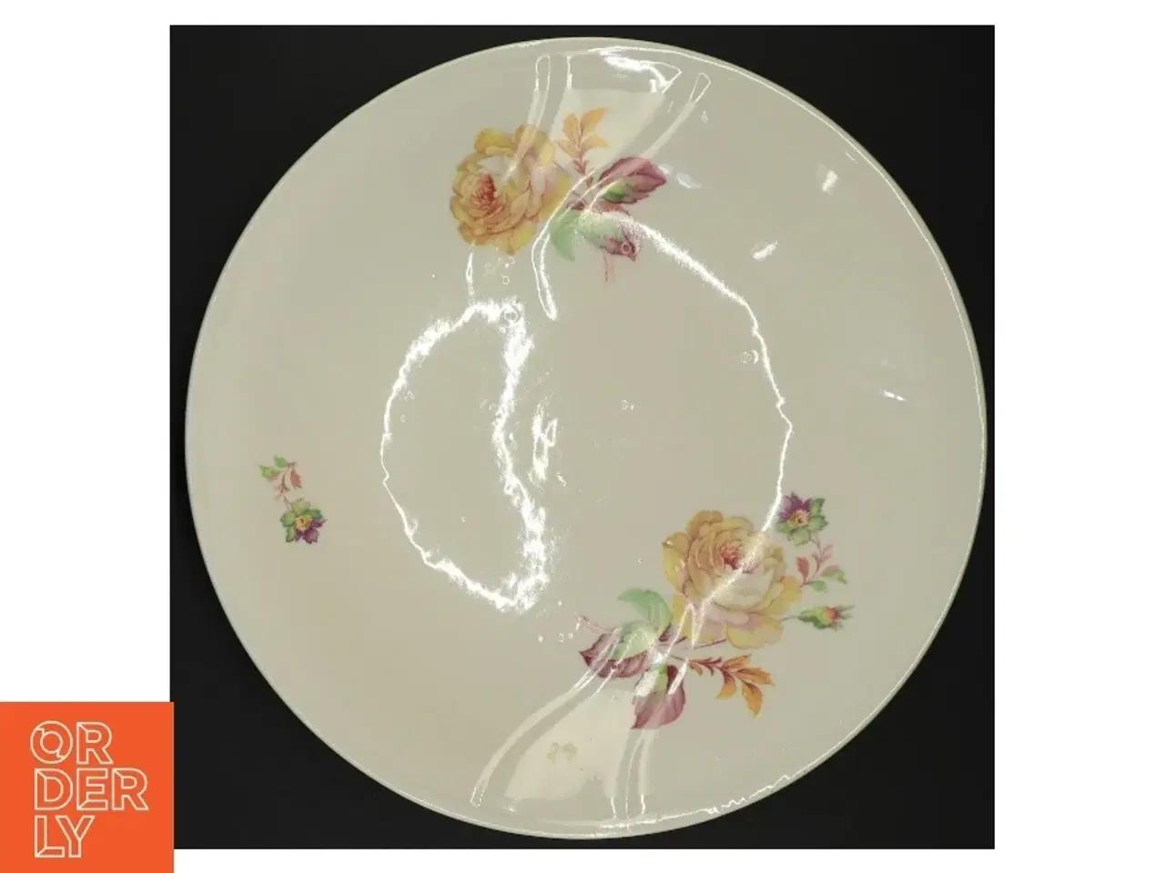 Billede 1 - Blomsterdekoreret porcelænstallerken (str. Diameter 27 og en halv cm)