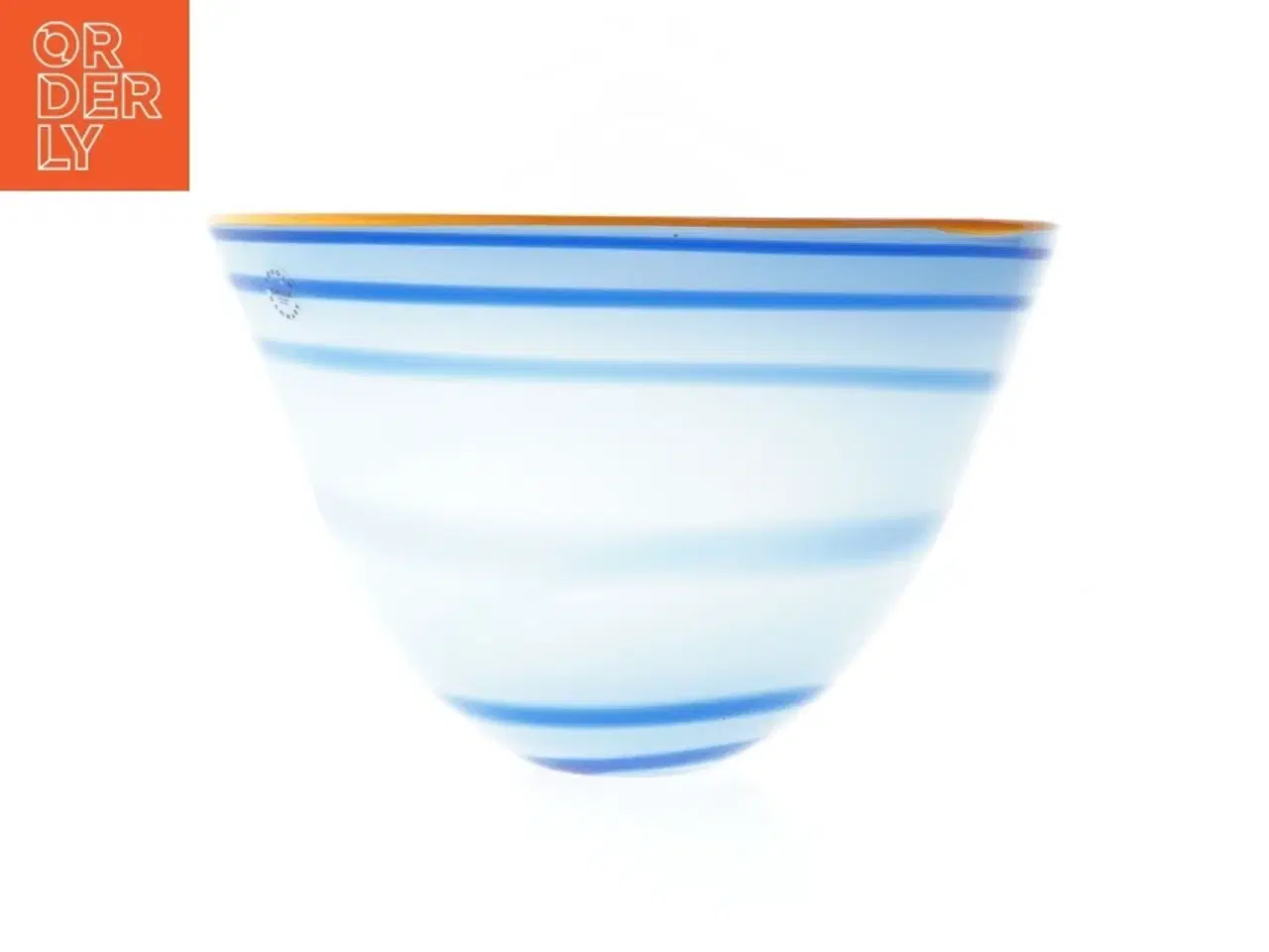 Billede 1 - Blåstribet glasskål Ø 26 cm fra Søholm (str. Ø 26 cm)