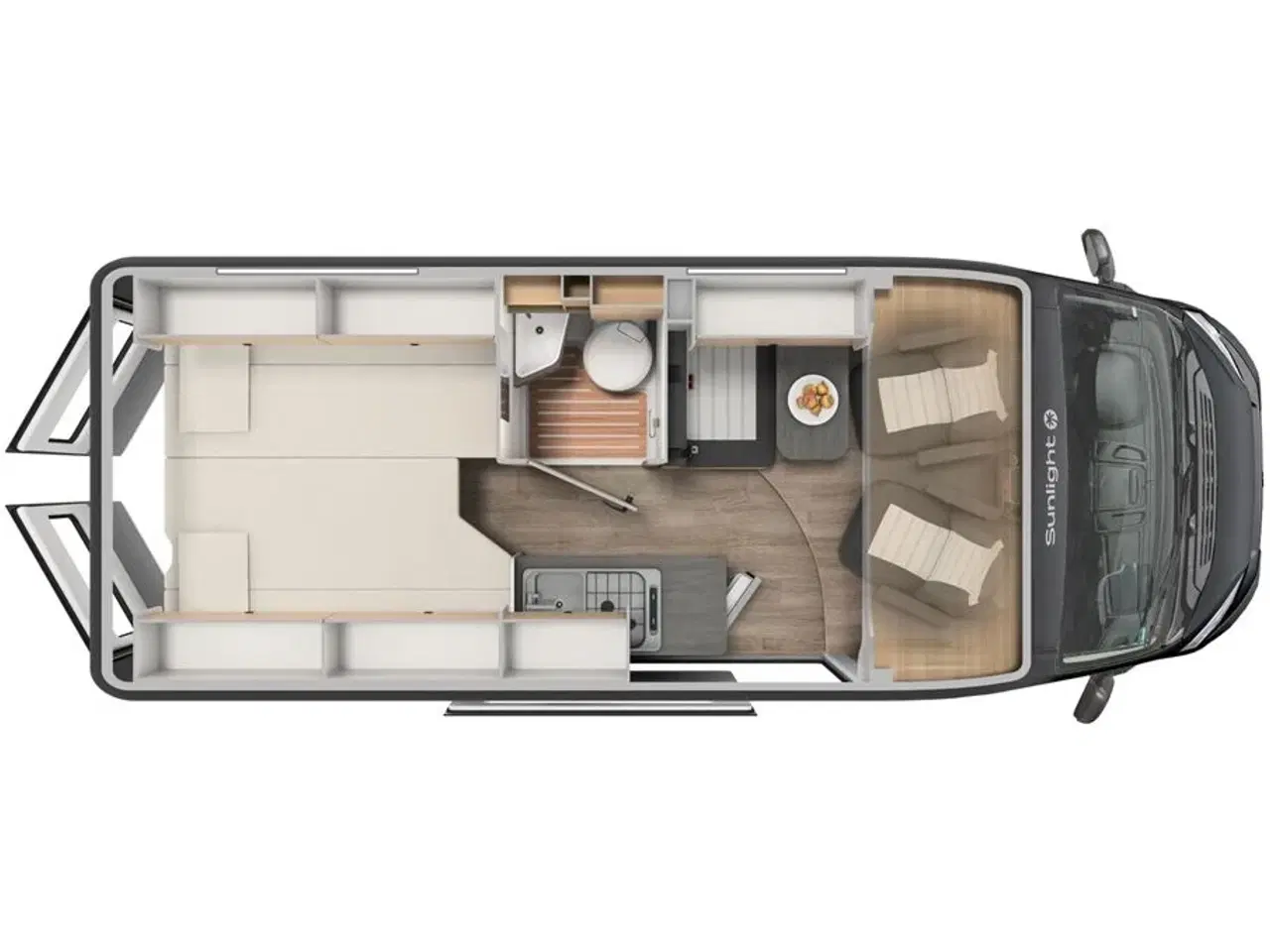 Billede 2 - 2025 - SunLight Cliff   Sunlight campervan i Adventure, under 6 meter, sort metallic, automatgear  og meget udstyr!