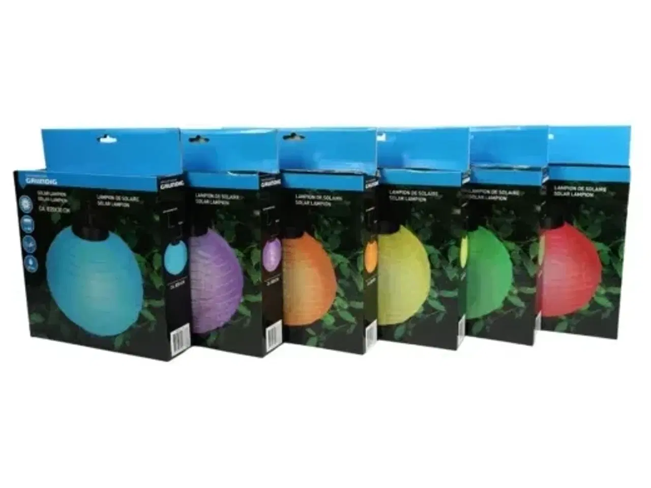 Billede 1 - 12 stk. Grundig lanterne led ip44 solar 30 cm 6 assorteret farver(ubrugt)