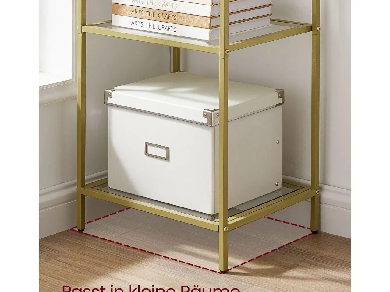 Billede 5 - Bogreol med 6 hylder slank reol i hærdet glas og stål, metallic guld (LGT500A01)