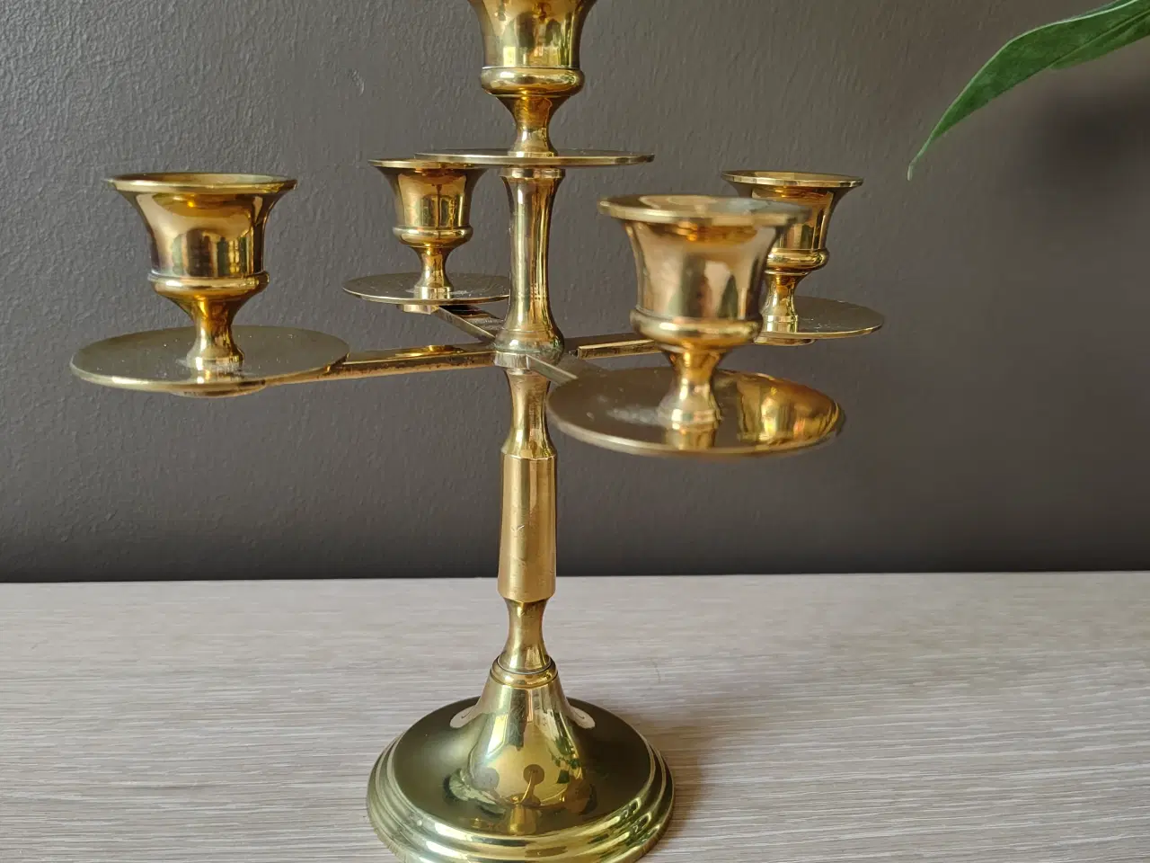 Billede 3 - Flot 5-armet messing lysestage