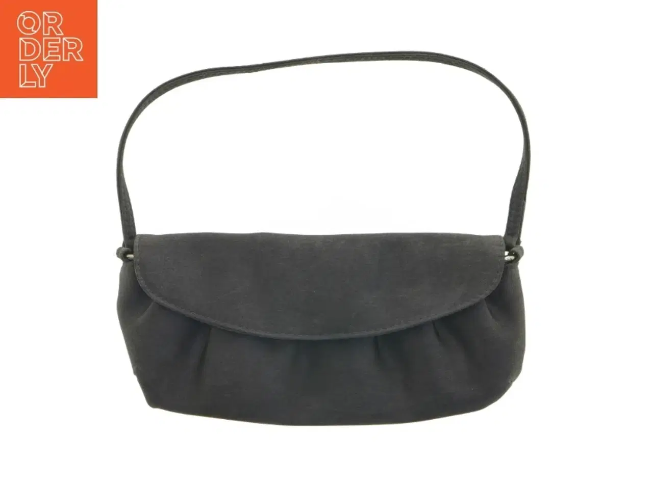 Billede 1 - Mørkegrå satin clutch med skulderrem fra Accessorize (str. 24 x 11 cm)