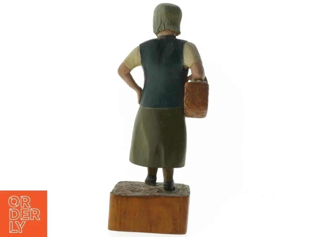 Billede 4 - Håndlavet træskulptur af bondekone (str. 28x10 cm)