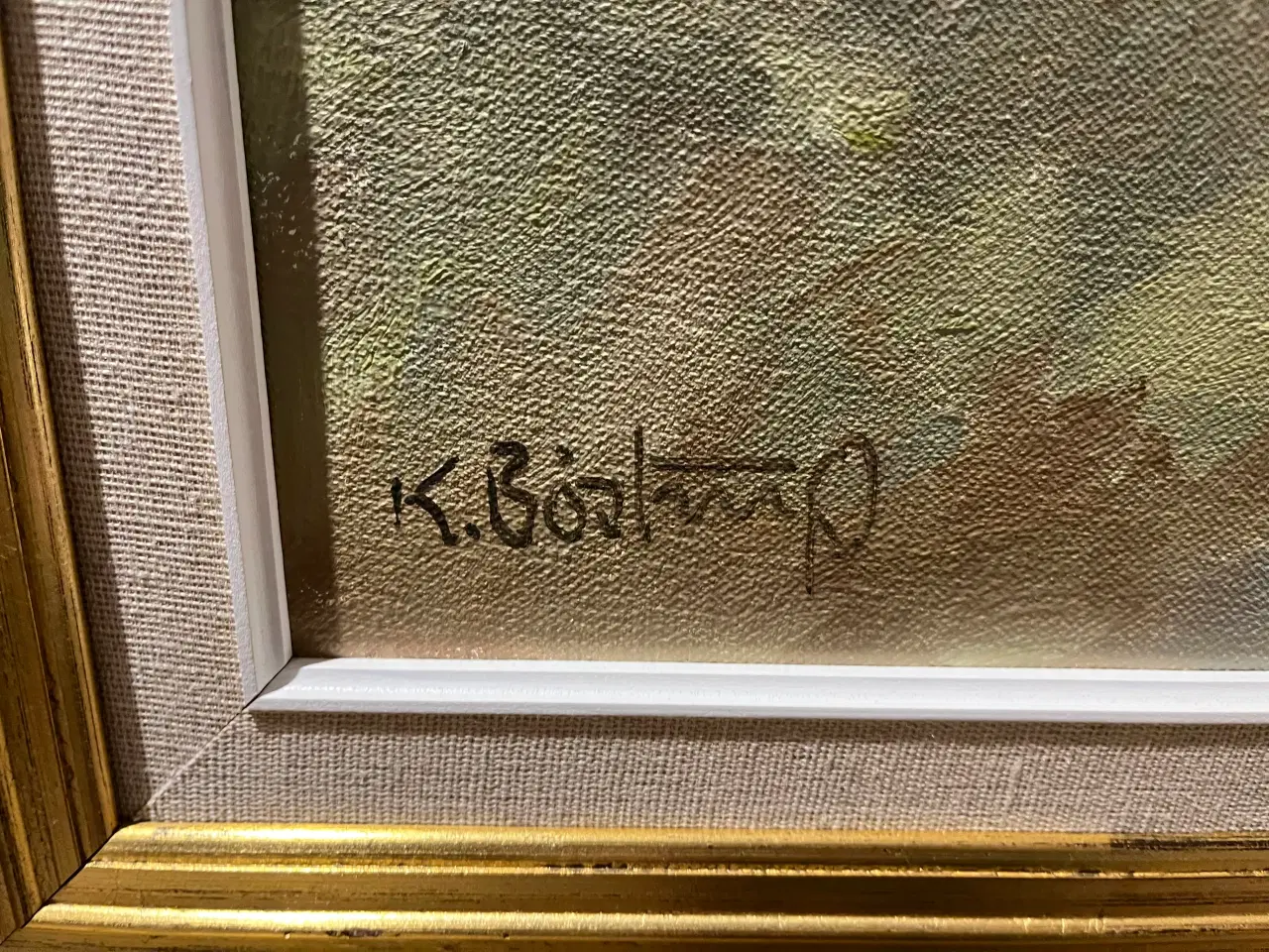 Billede 2 - Oliemaleri af K.Bøstrup landskabsmaleri