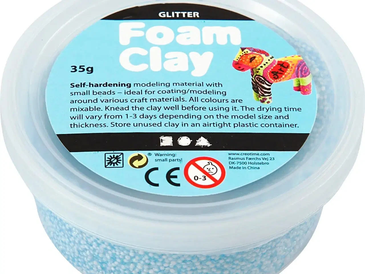 Billede 1 - Foam Clay® Glitter Lyseblå 35g - Kreativ Modellering