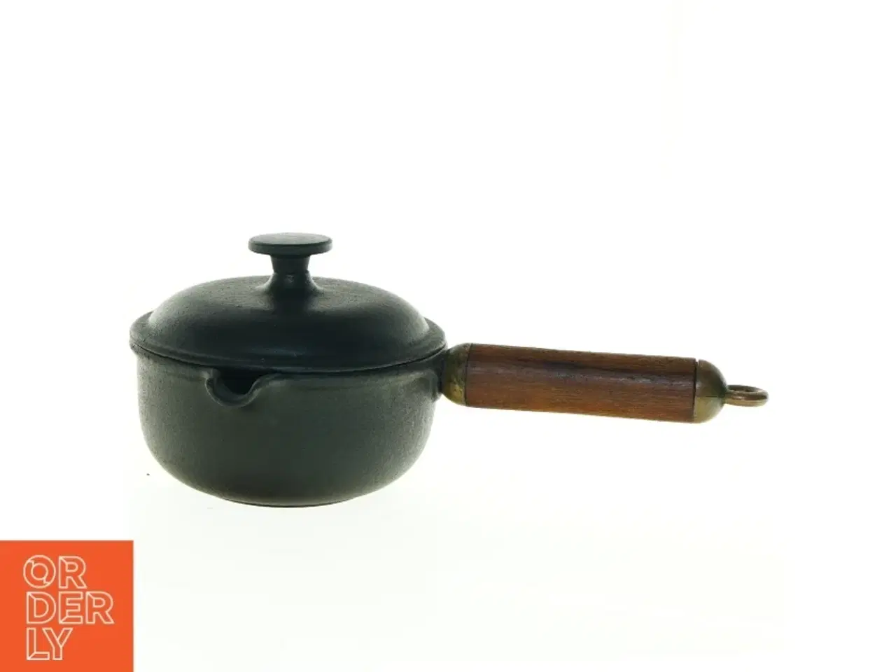 Billede 1 - Le Creuset Støbejerns kasserolle med låg og træhåndtag (str. Ø 13 cm)