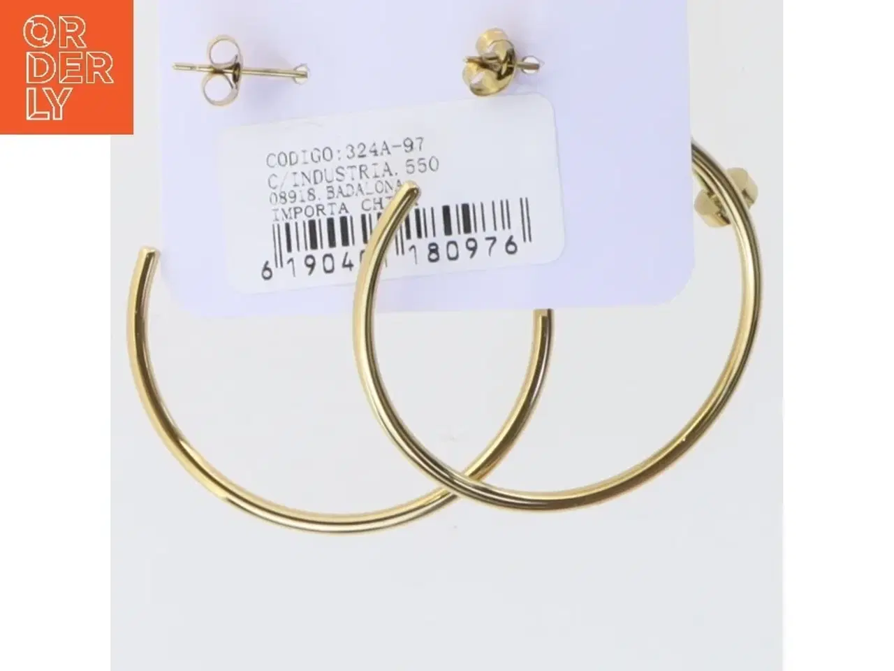 Billede 3 - Guldfarvede rustfrit stål øreringe (str. 3,5 cm)