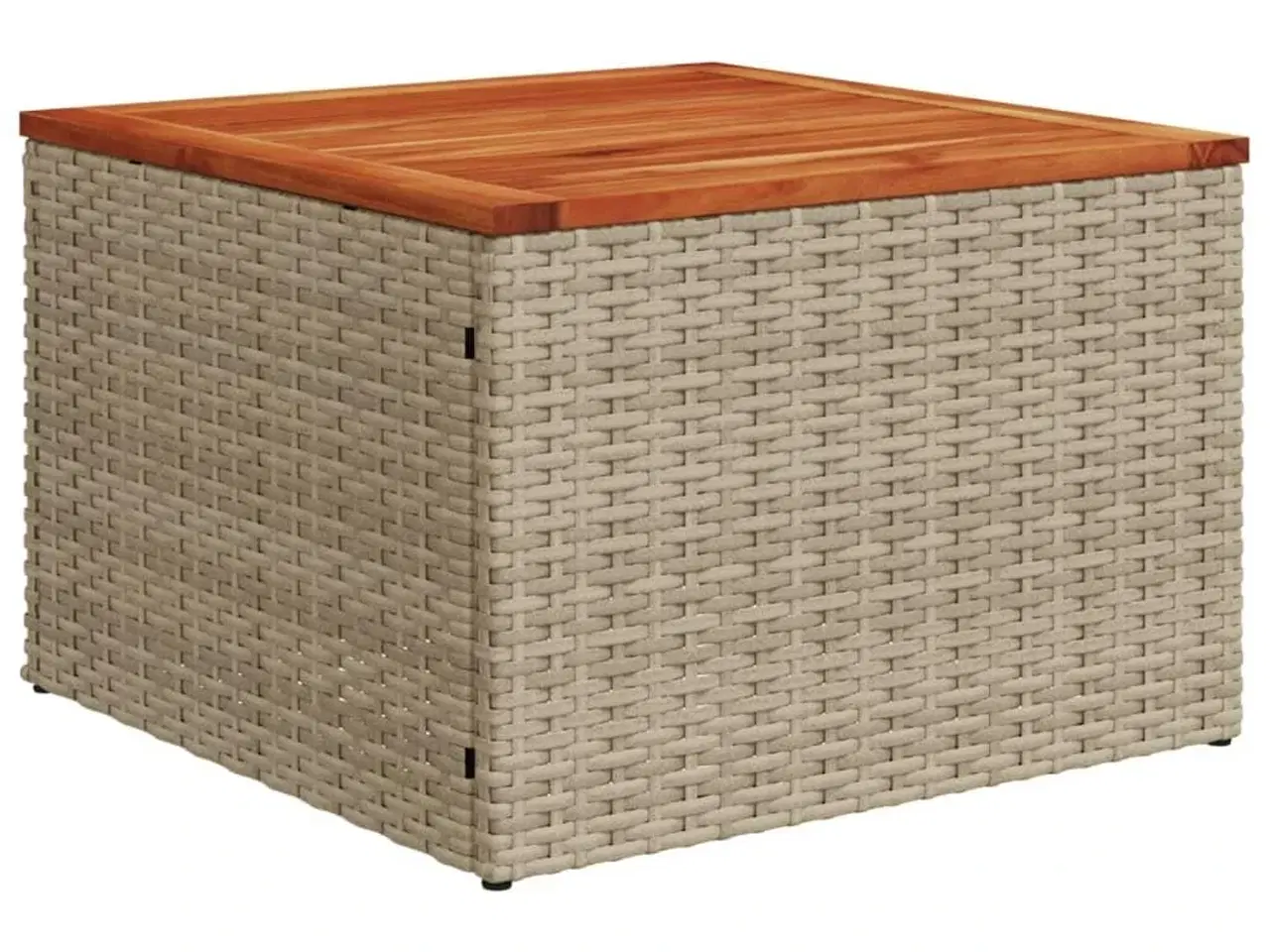 Billede 2 - Havebord 55x55x37 cm polyrattan og akacietræ beige