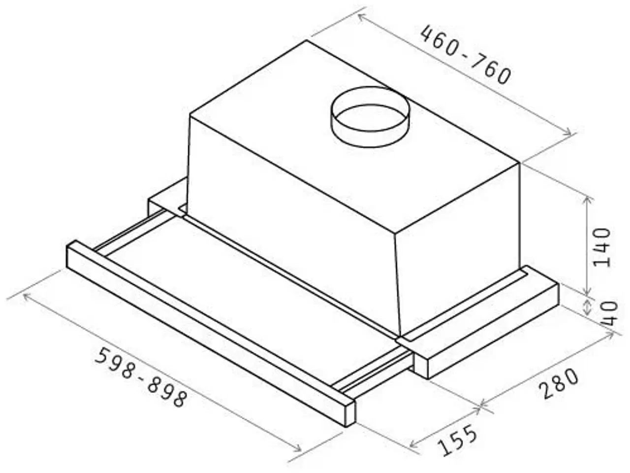 Billede 4 - Elica ELITE14 LUX GRIX/A/60 indbygget emhætte – sølv/rustfrit stål, 336 m³/t