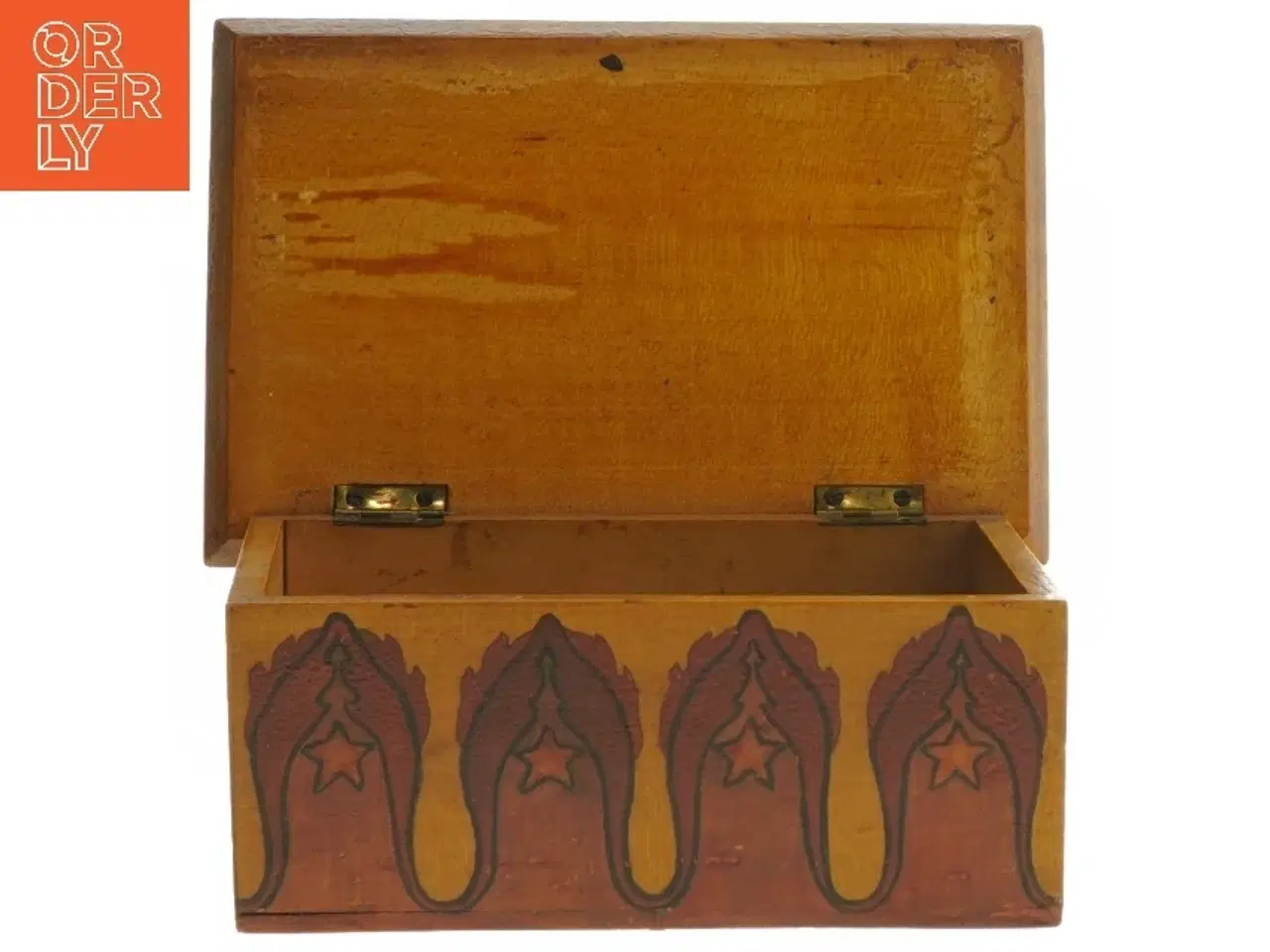 Billede 1 - Dekoreret trækasse med skibsmaleri (str. 16x10x6 cm)