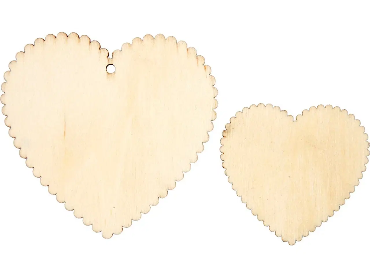 Billede 1 - 12 Træfinér Hjerter 5,1x5,1 cm til Dekoration