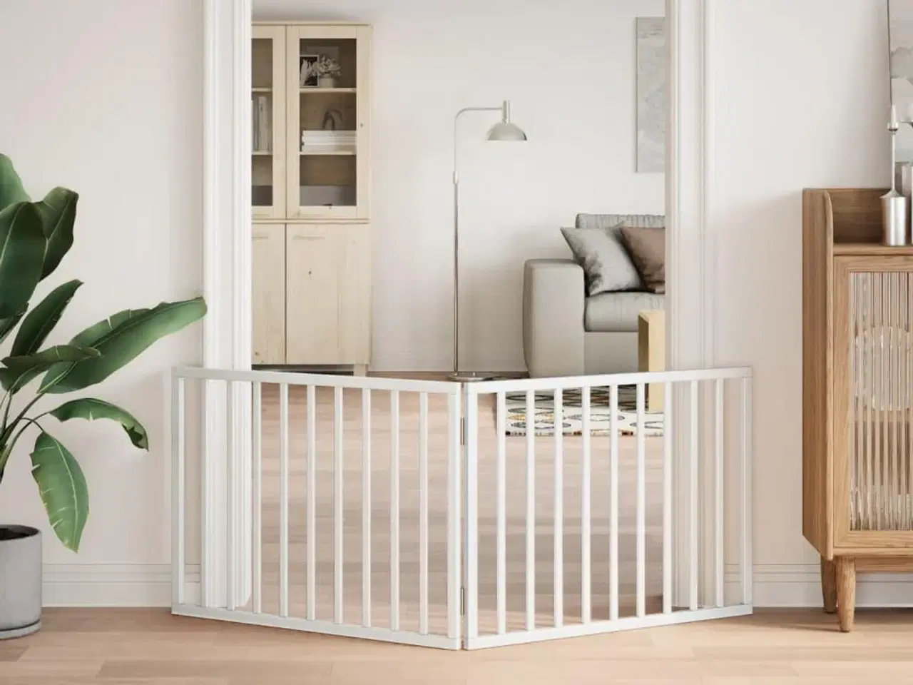 Billede 3 - Hundegitter foldbart 2 paneler hvid 160 cm poppeltræ