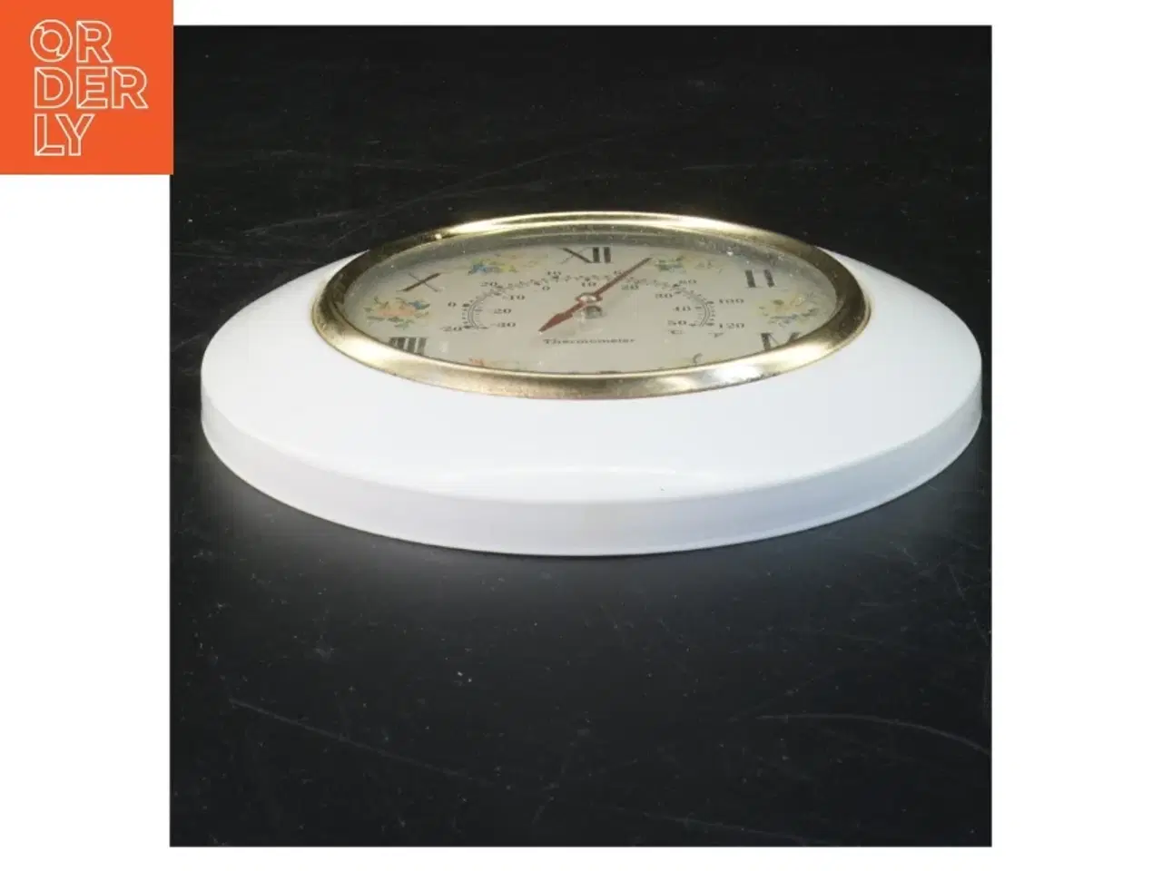 Billede 2 - Væghængt termometer og ur (str. Ø 17 cm)