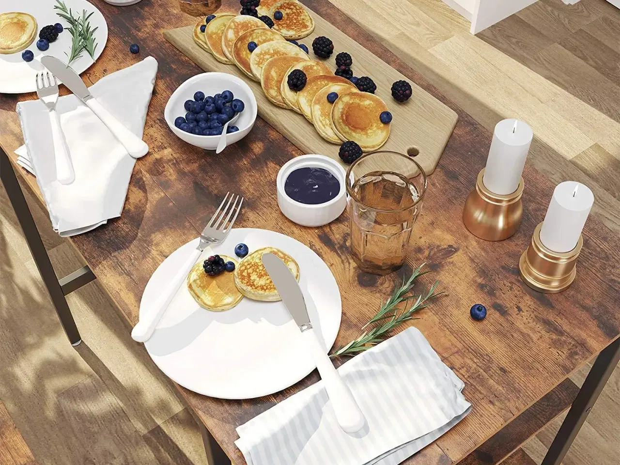 Billede 4 - Barbord med hylder industrielt, rustik brun, 109 × 60 × 100 cm