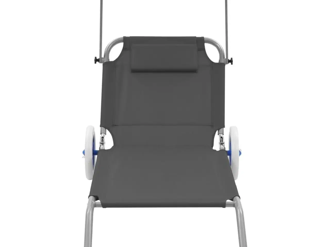 Billede 2 - Foldbar liggestol med baldakin og hjul stål grå