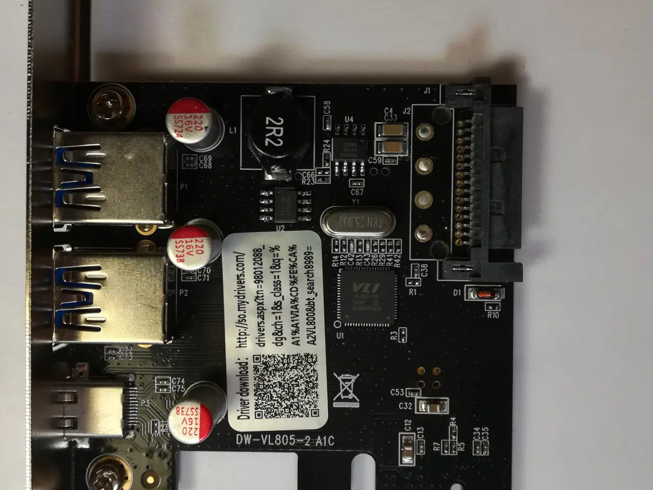 Billede 1 - Diewu PCI Express kort med USB 3.0 og USB-C