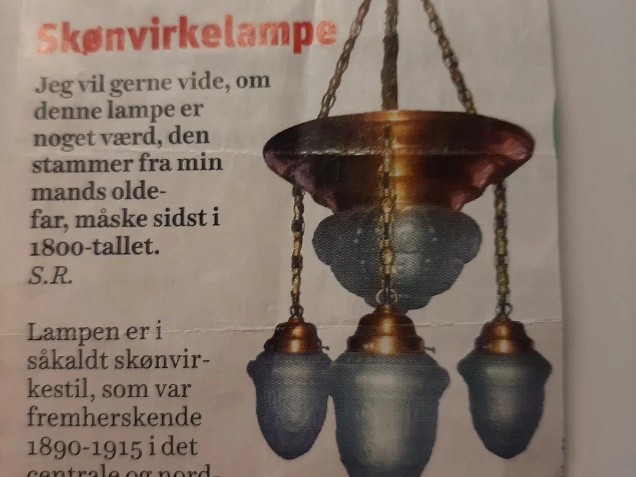 Billede 1 - Loftslampe antik.