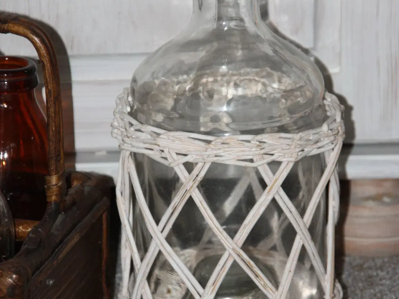 Billede 4 - Glas flaske med emalje 52 cm
