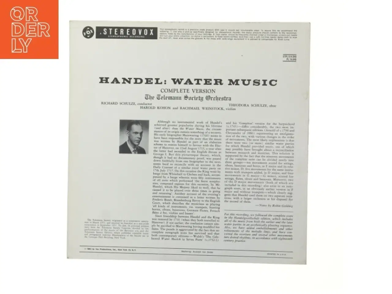 Billede 3 - Handel Water Music LP fra FONTA